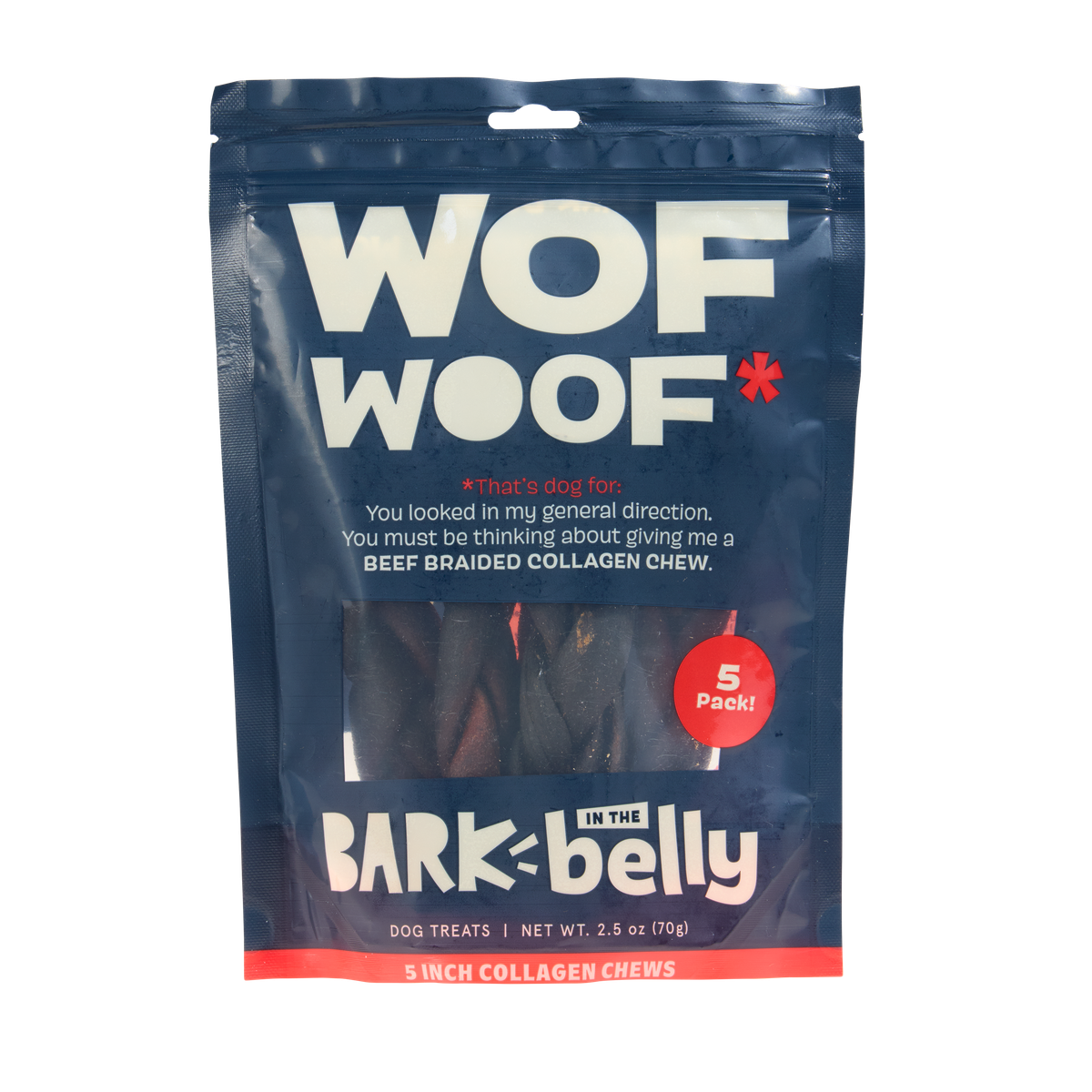 Beef Braided Collagen Dog Chews, 5 Ct